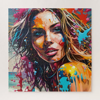 Een mooie vrouw op het strand legpuzzel