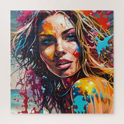 Een mooie vrouw op het strand legpuzzel (Verticaal)