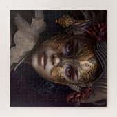Een mooie vrouw portret met een Venetiaans masker Legpuzzel (Horizontaal)