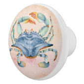 Een mooie waterverf blauwe krab mooie schelp keramische knop (Rechts)
