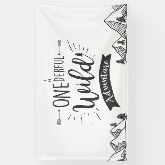 Een mooie wilde avontuur verjaardag banner jongen (Verticaal)