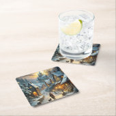 Een mooie winterse scene kartonnen onderzetters (Insitu)