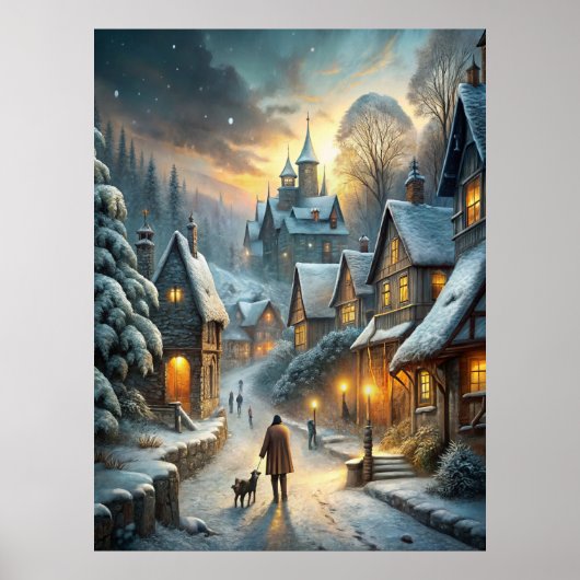 Een mooie winterse scene poster (Voorkant)