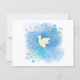 Een mooie witte duif brengt rust op briefkaart