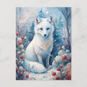 Een mooie witte vos in de winter briefkaart (Voorkant)