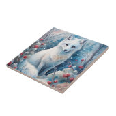 Een mooie witte vos in de winter tegeltje (Zijkant)