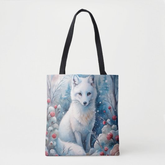Een mooie witte vos in de winter tote bag (Voorkant)