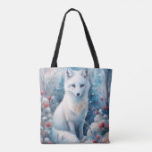 Een mooie witte vos in de winter tote bag (Achterkant)