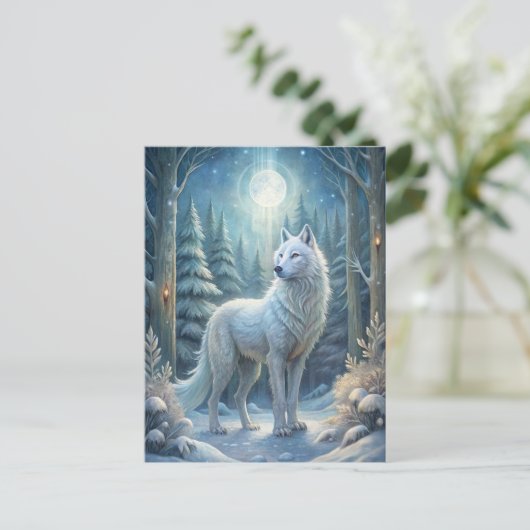 Een mooie witte wolf briefkaart (Staand voorkant)
