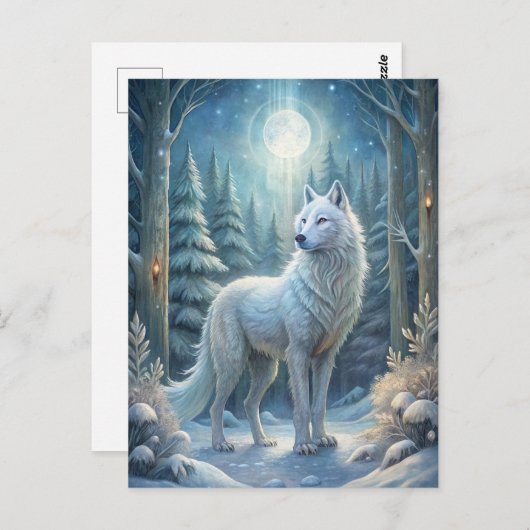 Een mooie witte wolf briefkaart (Voorkant / Achterkant)