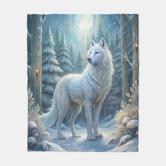 Een mooie witte wolf fleece deken (Voorkant)