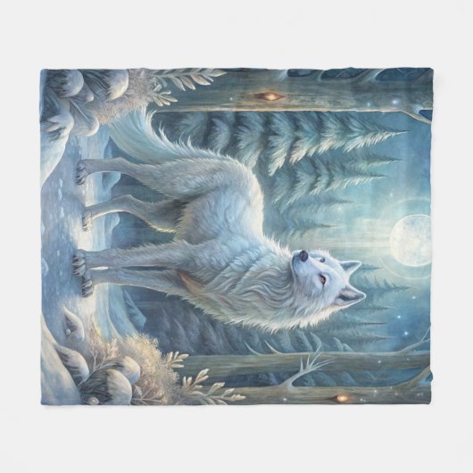 Een mooie witte wolf fleece deken (Voorkant (Horizontaal))