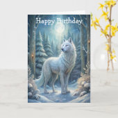 Een mooie witte wolf kaart (Gele Bloem)