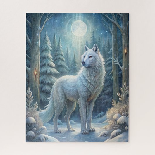 Een mooie witte wolf legpuzzel (Verticaal)