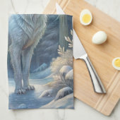 Een mooie witte wolf theedoek (Quarter Fold)