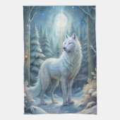 Een mooie witte wolf theedoek (Verticaal)