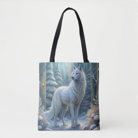 Een mooie witte wolf tote bag (Voorkant)