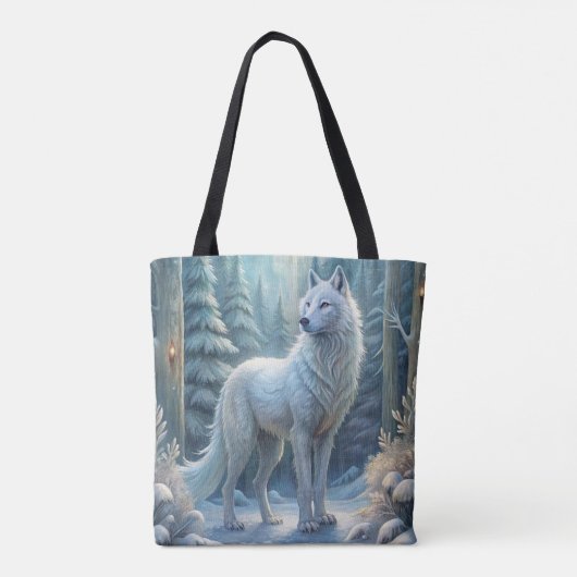 Een mooie witte wolf tote bag (Achterkant)