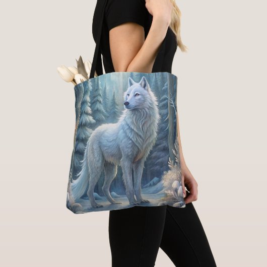 Een mooie witte wolf tote bag (Dichtbij)