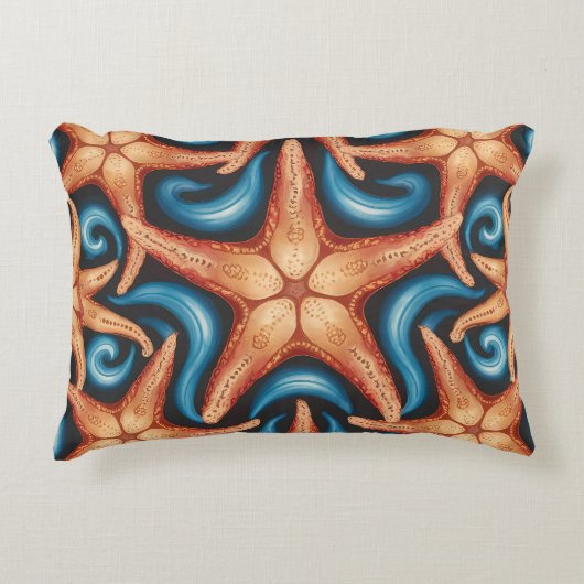 Een mooie zeester op blauw accent kussen (Voorkant)
