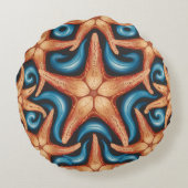 Een mooie zeester op blauw rond kussen (Achterkant)