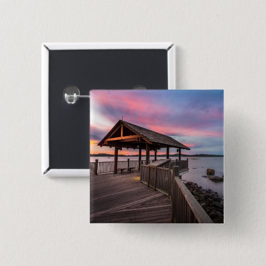 Een mooie zon vierkante button 5,1 cm (Voorkant /achterkant)