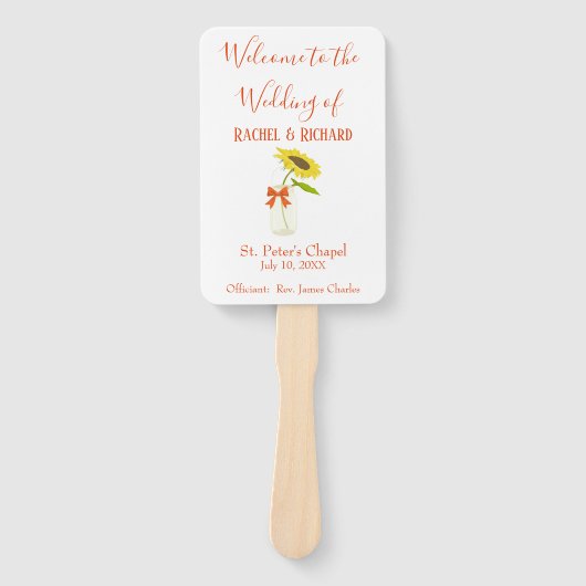 Een mooie Zonnebloem bruiloft Handwaaier (Voorkant)