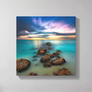 Een mooie zonsondergang over Grace Bay Turks- en Canvas Afdruk