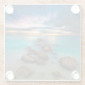 Een mooie zonsondergang over Grace Bay | Turks- en Glazen Onderzetter (Achterkant)