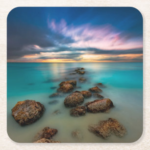 Een mooie zonsondergang over Grace Bay Turks- en Kartonnen Onderzetters