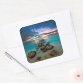 Een mooie zonsondergang over Grace Bay | Turks- en Vierkante Sticker (Envelop)