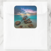 Een mooie zonsondergang over Grace Bay | Turks- en Vierkante Sticker (Tas)