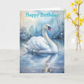 Een mooie zwaan kaart (Gele Bloem)