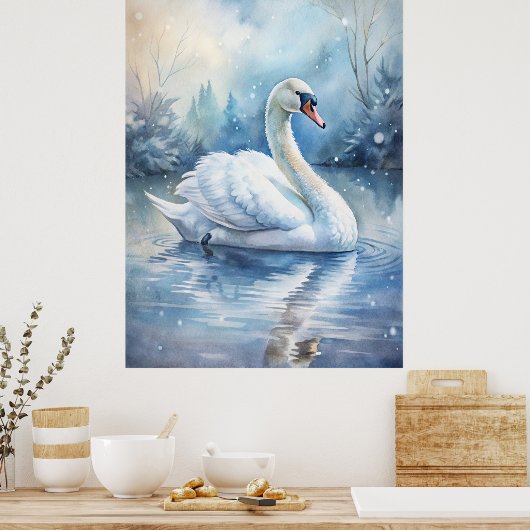 Een mooie zwaan poster (Keuken)