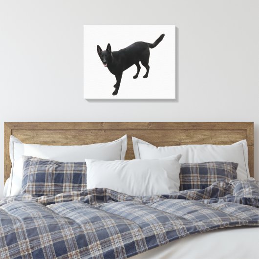 Een mooie zwarte Duitse herder Canvas Afdruk (Insitu (Slaapkamer))