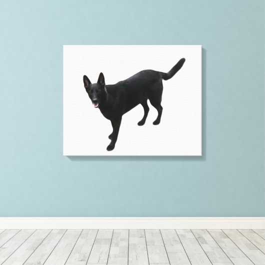 Een mooie zwarte Duitse herder Canvas Afdruk (Insitu (Houten vloer))