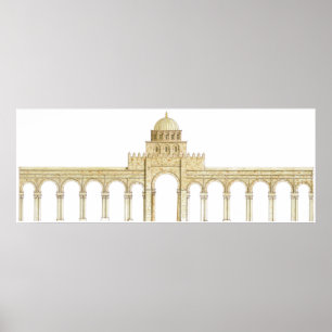 Een moskee van Uqba. Kairouan Tunesië. Hoofdgevel Poster