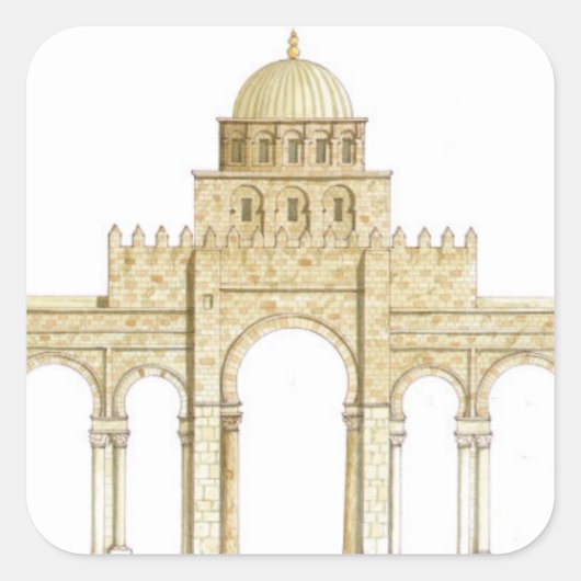 Een moskee van Uqba. Kairouan Tunesië. Hoofdgevel Vierkante Sticker (Voorkant)