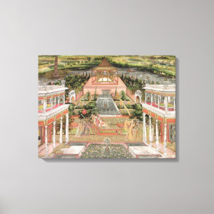 Een Mughal prinses in haar tuin (gouache op papier Canvas Afdruk