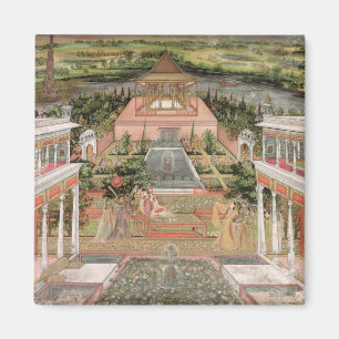 Een Mughal prinses in haar tuin (gouache op papier Magneet