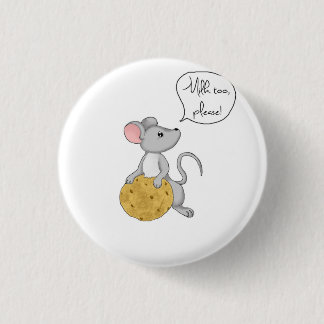 Een muis een koekje geven ronde button 3,2 cm