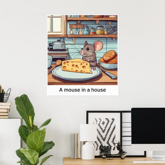 Een muis in een huis - Print (Thuiskantoor)