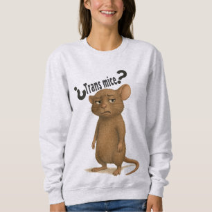 Een muis verward door een domme uitspraak trui