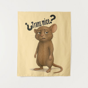 Een muis verward door een domme uitspraak wandkleed