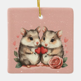 Een muiskoppel in de liefde Valentijn Keramisch Ornament