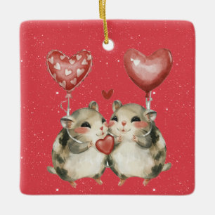 Een muiskoppel in de liefde Valentijn Keramisch Ornament