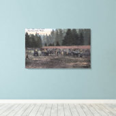 Een Mule Team in Camp Lewis Canvas Afdruk (Insitu (Houten vloer))