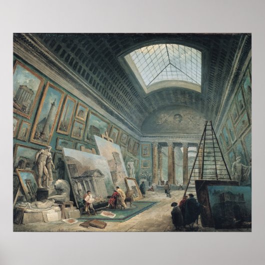 Een museumgalerij met antieke Romeinse kunst Poster (Voorkant)