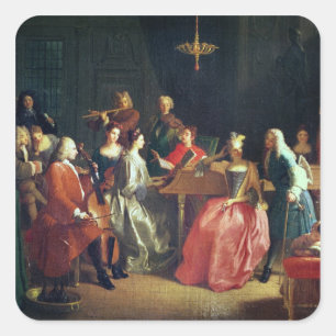 Een Musical Evening (olie op canvas) Vierkante Sticker