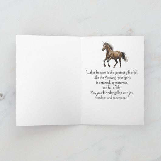 Een Mustang-paardenpersoonlijkheid Verjaardag Kaart (Binnen)